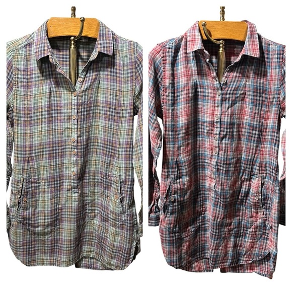 Toad&Co Lot/Bundle of Two Plaid Button-Up Mixo Tunics Multicolor Small - Picture 1 of 16